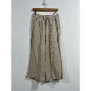 Cynthia Rowley Womens Linen Blend Wide Leg Drawstring Pants Coastal Medium Boho
